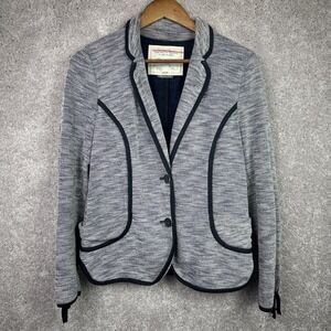 Anthropologie Cartonnier Large Blazer Coat Jacket Grey Knit Buiness Womens